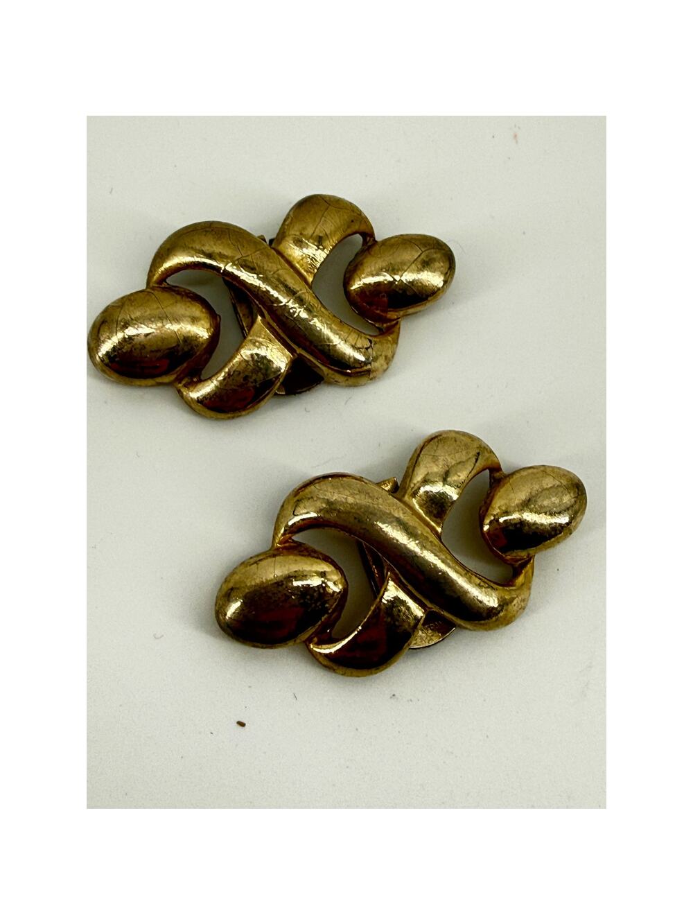 Vintage Bluette France Gold Tone Shoe Clips Designer Knot Glam Accessories